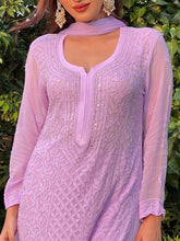 French Lavender Chikankari & Mukaish Kurta